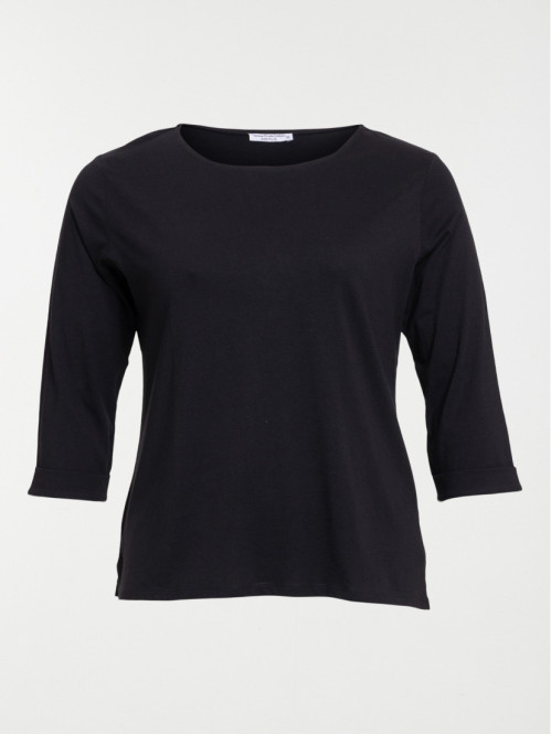 T-shirt noir coton grande taille femme