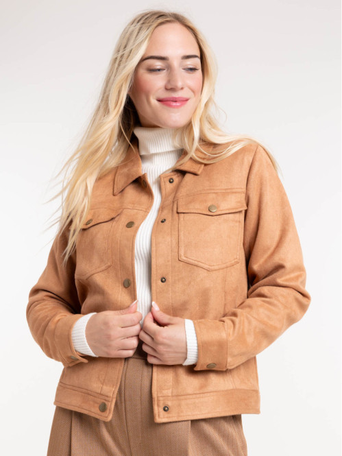 Veste suédine pressionnée femme