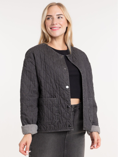 Veste grise matelassée denim femme