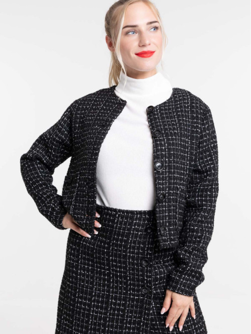 Veste tweed noire femme