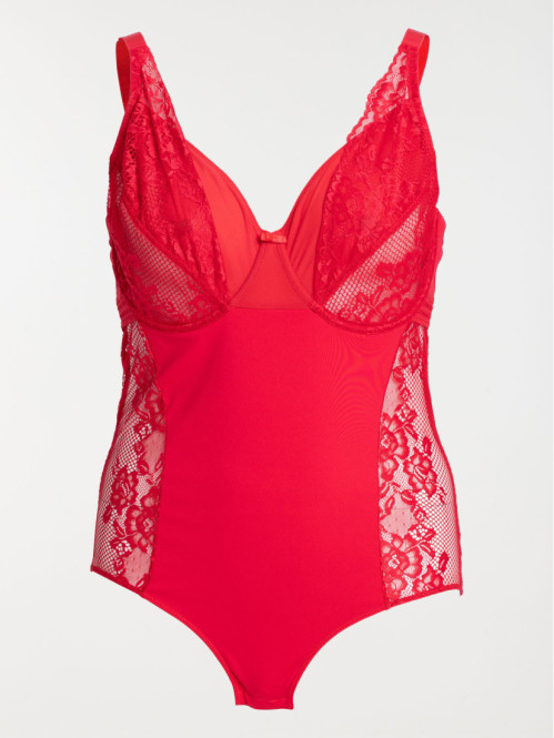 Body grande taille rouge femme