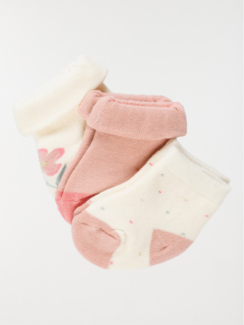 Lot de 3 paires chaussettes rose fille