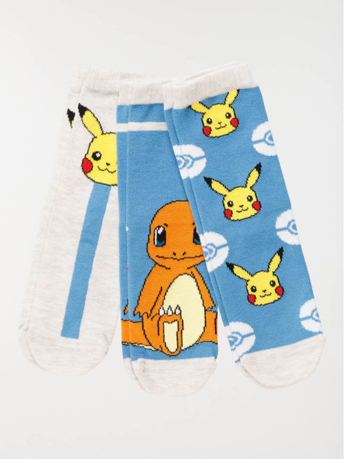 Lot de 3 chaussettes Pokémon garçon