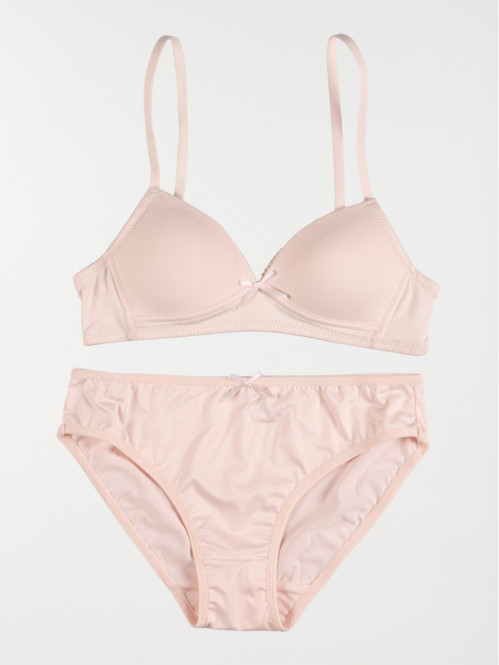 Soutien-gorge et slip fille rose