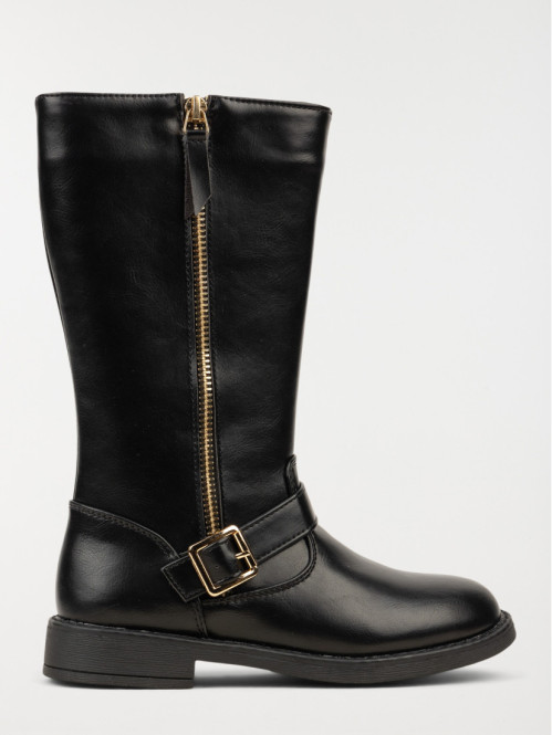 Bottes noires zip doré fille (31-39)