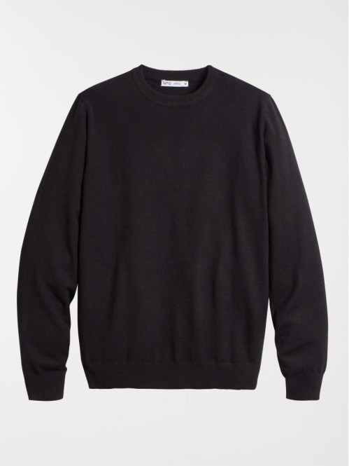 Pull col rond noir homme