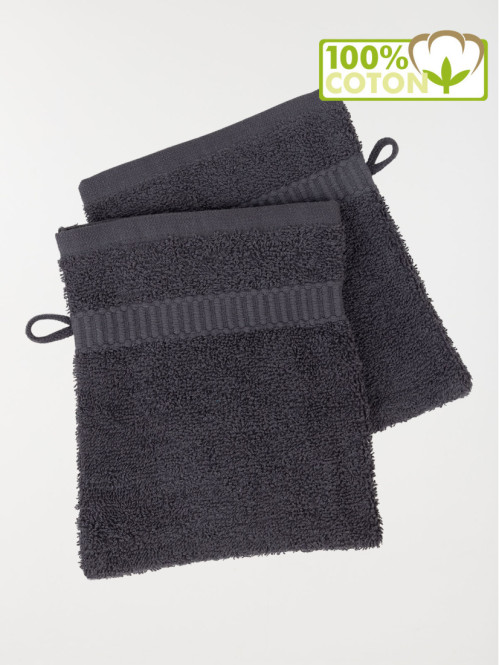 Lot gants de toilette gris 15 x 21 cm