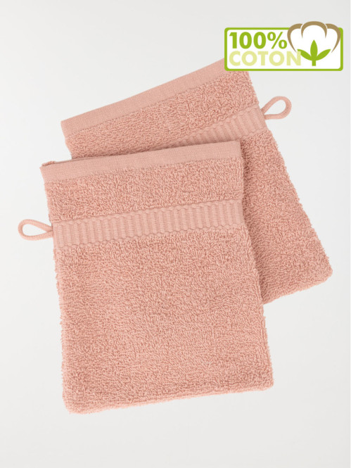 Lot gants de toilette blush...