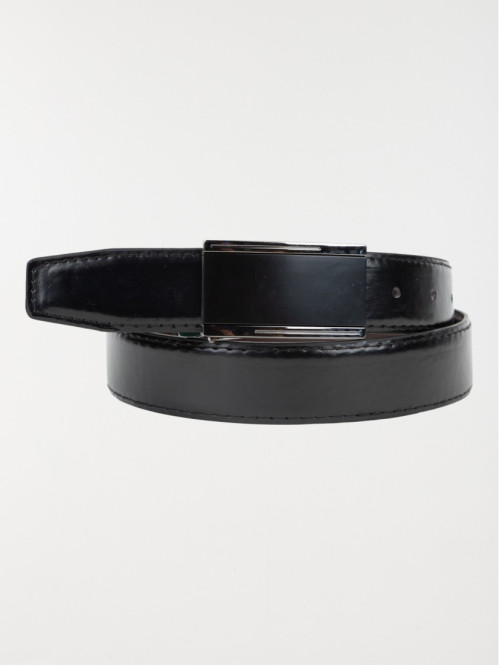 Ceinture noire boucle plaque homme 