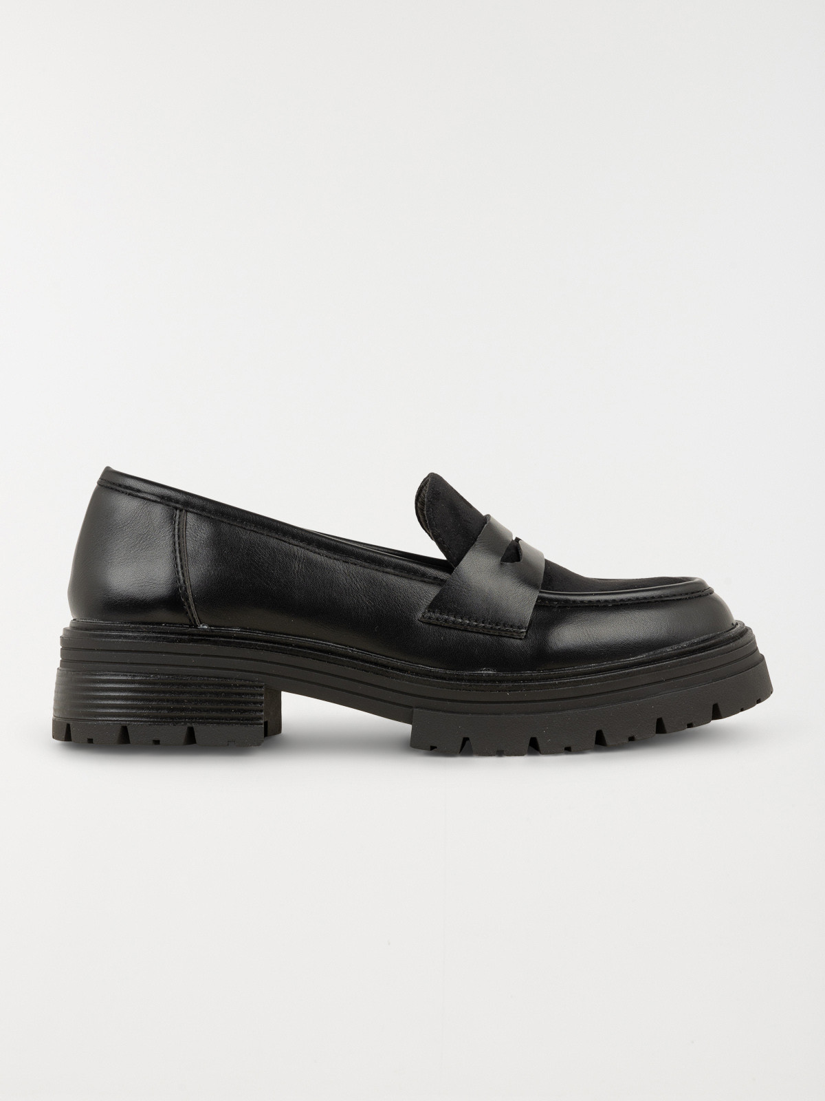 Mocassin noir bi-matière femme (36-41)