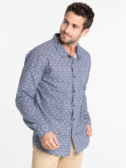 Chemise homme imprimée marine navy