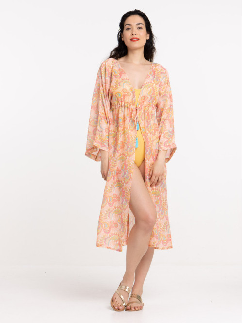 Caftan plage long imprimé femme