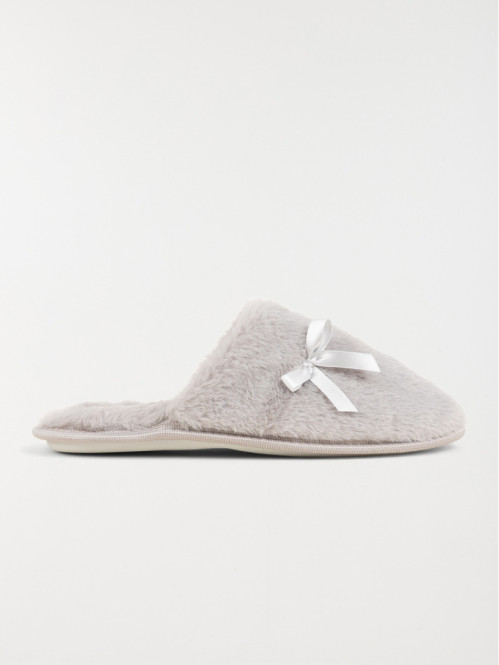 Chaussons gris noeud ruban femme (36-41)