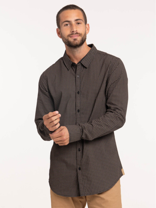 Chemise imprimée graphique noire homme