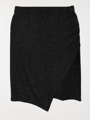 Short noir effet tweed à motif pied-de-coq Femme