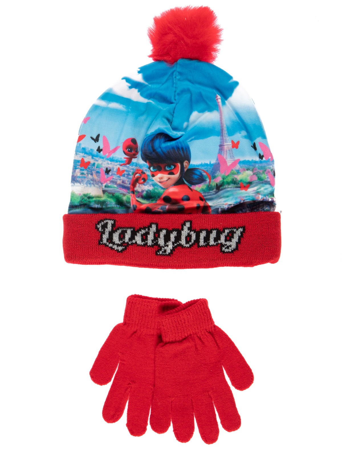 ensemble bonnet gants écharpe miraculous ladybug rouge