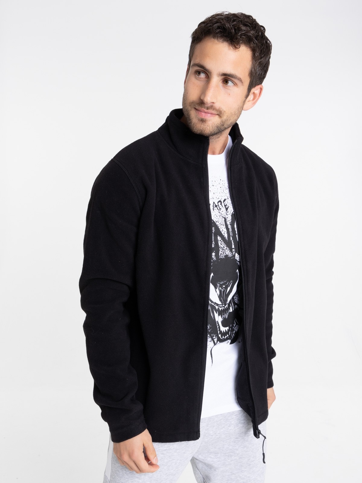 Pull polaire homme - Polyester 100% - Noir - Manches longues