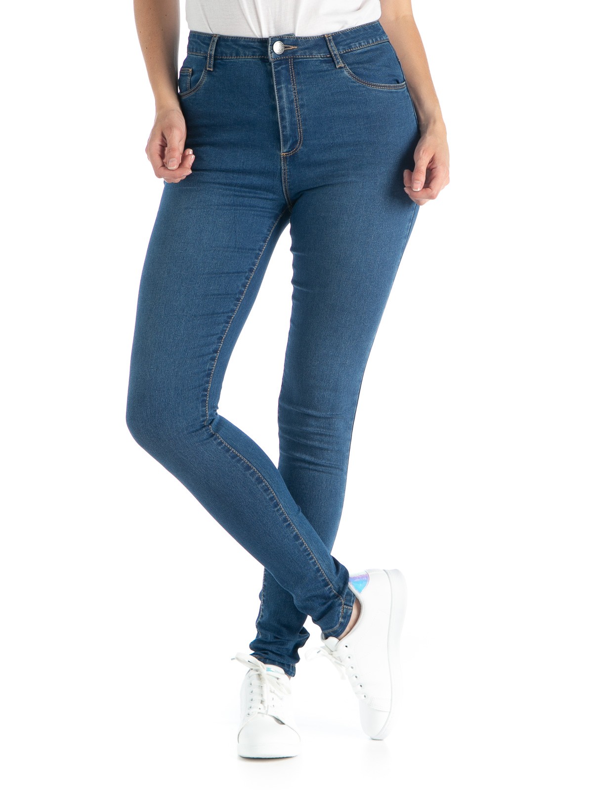 Jean Skinny Taille Haute Stone Femme Districenter